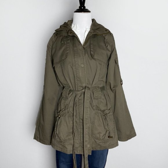 Olive green cotton trench coat - Picture 4 of 5